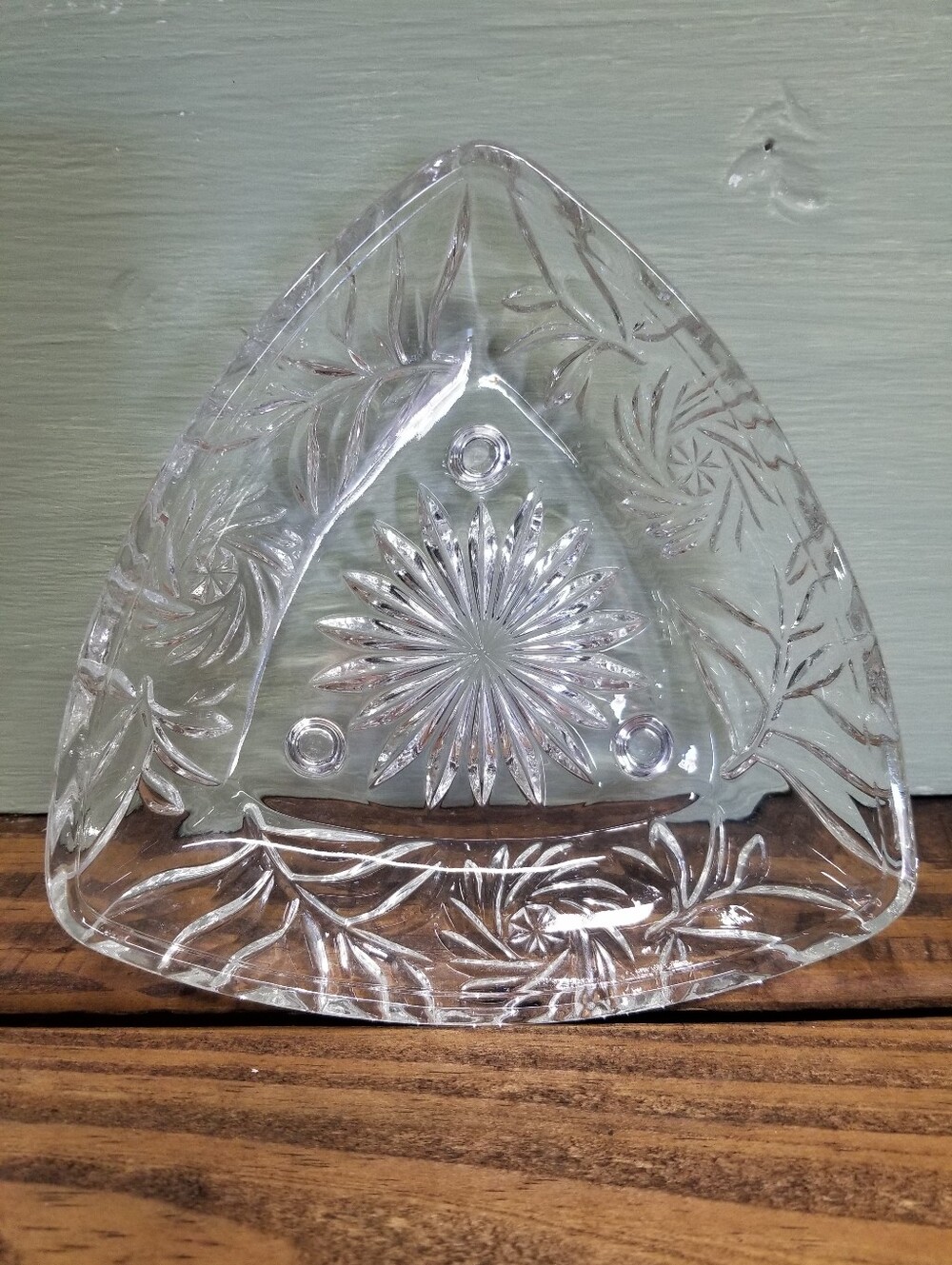 Vintage MCM Hazel Atlas Three footed crystal clear ashtray or trinket dish